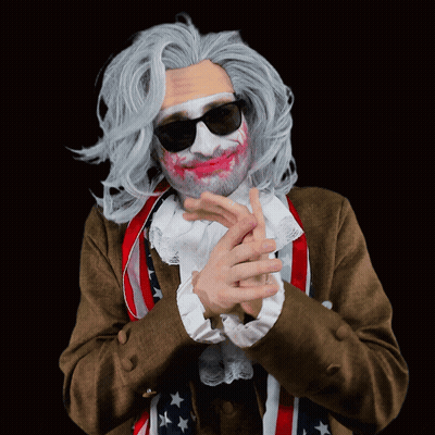 Man In Costume With Bandage And Red Face Paint GIF
