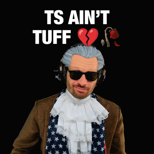 Man In Costume With Broken Heart Saying Ts Ain T Tuff GIF
