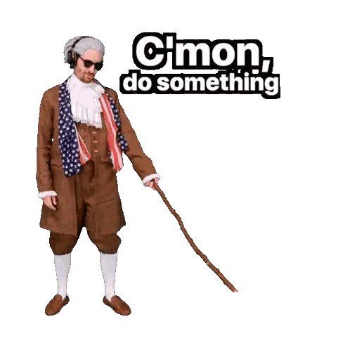 Man In Costume With Cane Saying C'mon Do Something Sticker