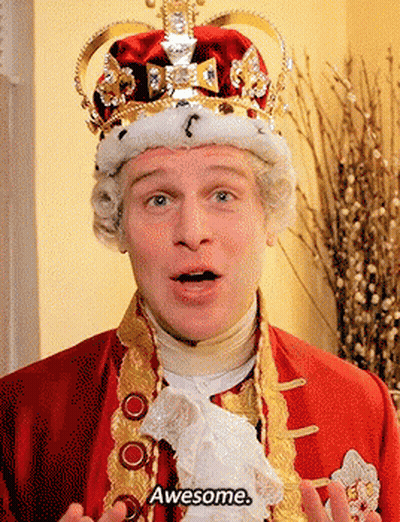 Man In Costume With Crown Saying Awesome GIF