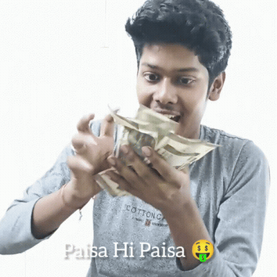 Man In Cotton Shirt Holding Money GIF