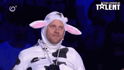 Man In Cow Costume On Talent TV Show GIF