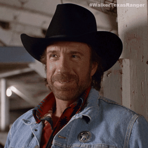 Man In Cowboy Hat And Badge With Word Walker GIF