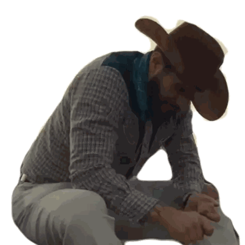Man In Cowboy Hat And Blue Bandana Sitting Sticker