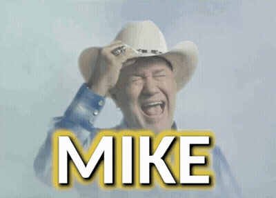 Man In Cowboy Hat And Blue Shirt Mike GIF