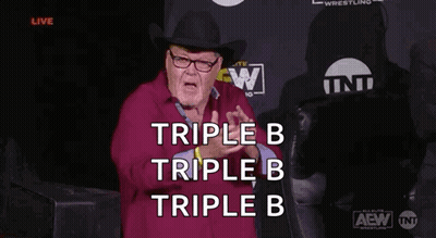 Man In Cowboy Hat And Glasses In Front Of Triple B Sign GIF