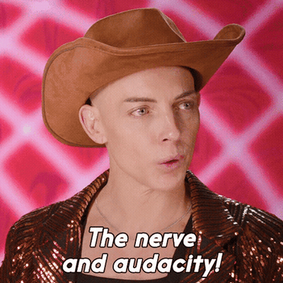 Man In Cowboy Hat And Jacket Says The Nerve GIF