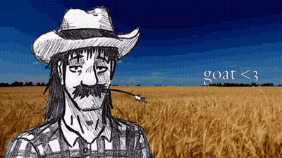 Man In Cowboy Hat And Plaid Shirt Saying Goat <3 GIF