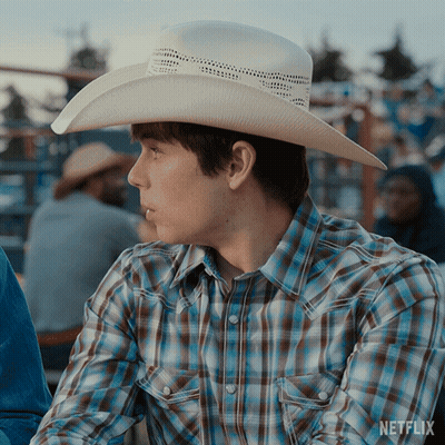 Man In Cowboy Hat And Plaid Shirt With Netflix GIF