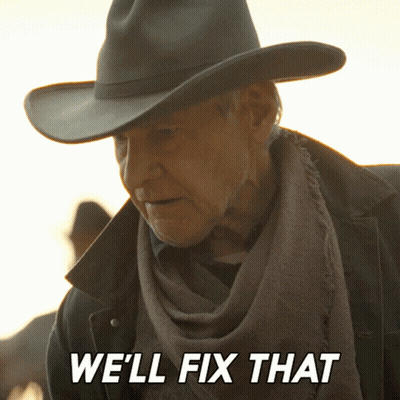 Man In Cowboy Hat And Scarf Says We'll Fix That GIF