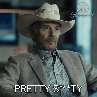 Man In Cowboy Hat And Suit Saying Pretty S**ty GIF