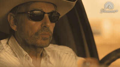 Man In Cowboy Hat And Sunglasses Driving GIF