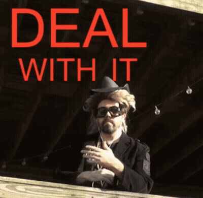 Man In Cowboy Hat And Sunglasses Saying Deal With It GIF