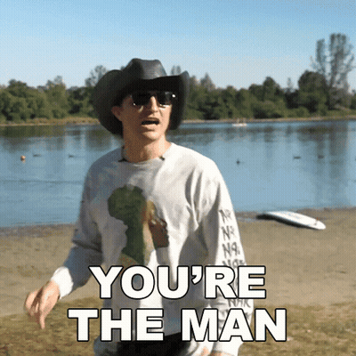 Man In Cowboy Hat And Sunglasses Says You're The Man GIF
