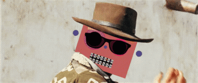 Man In Cowboy Hat And Sunglasses With Pink Box GIF