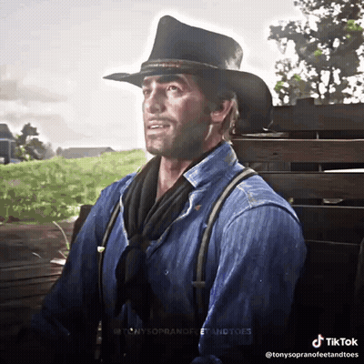 Man In Cowboy Hat And Suspenders GIF