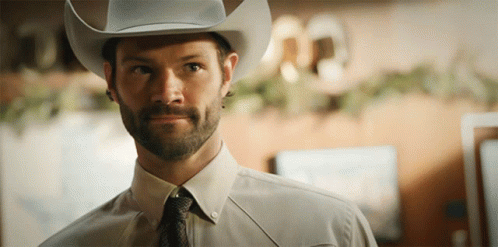 Man In Cowboy Hat And Tie GIF