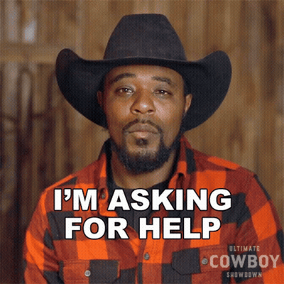 Man In Cowboy Hat Asking For Help GIF