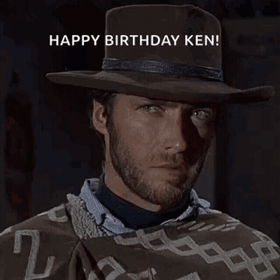 Man In Cowboy Hat Blowing Bubbles Happy Birthday Ken GIF
