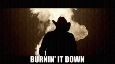 Man In Cowboy Hat Burnin It Down GIF