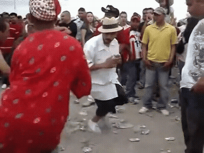 Man In Cowboy Hat Dancing In Crowd GIF
