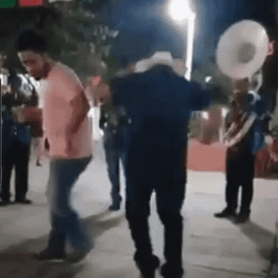 Man In Cowboy Hat Dancing With Band GIF
