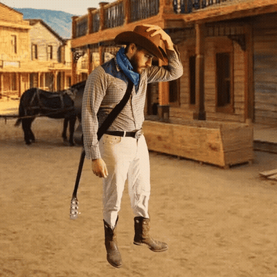 Man In Cowboy Hat Holding Guitar GIF