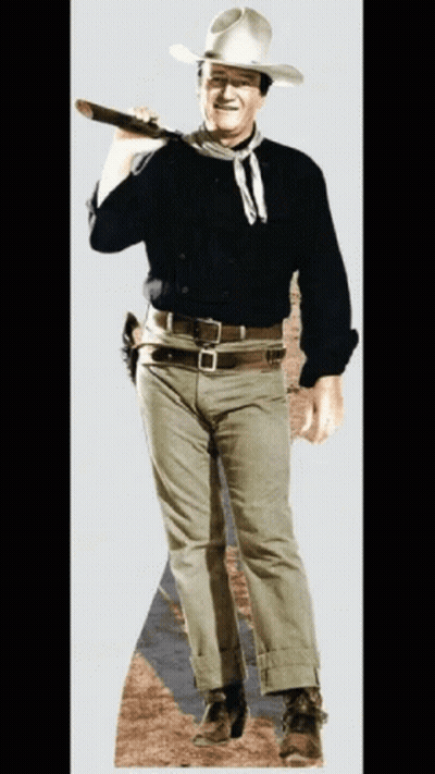 Man In Cowboy Hat Holding Stick GIF