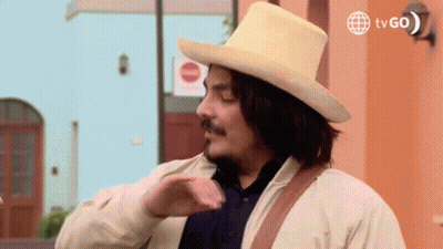 Man In Cowboy Hat In Front Of TV Go Sign GIF