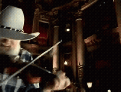 Man In Cowboy Hat Playing Violin GIF