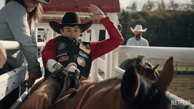 Man In Cowboy Hat Riding Horse Netflix GIF