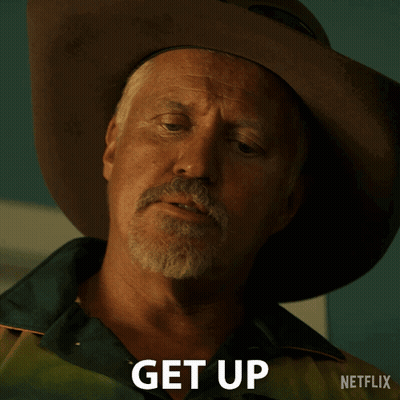 Man In Cowboy Hat Saying Get Up GIF