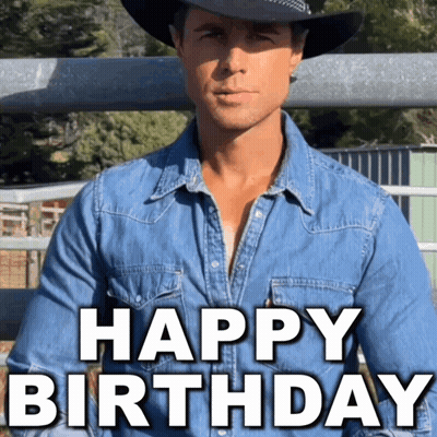 Man In Cowboy Hat Saying Happy Birthday GIF