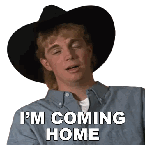 Man In Cowboy Hat Saying I'm Coming Home Sticker