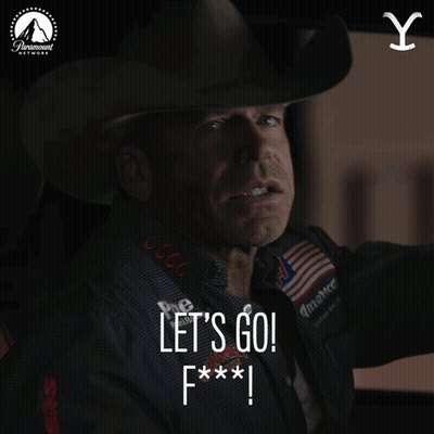 Man In Cowboy Hat Saying Let's Go F***! GIF