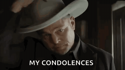 Man in Cowboy Hat Saying My Condolences Smoking