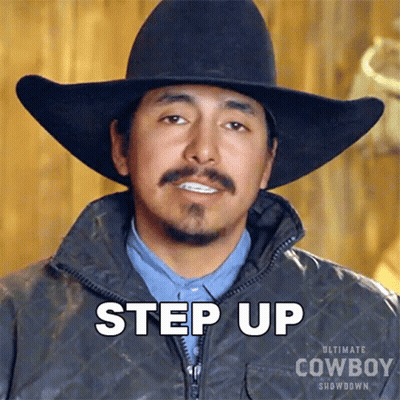 Man In Cowboy Hat Saying Step Up GIF