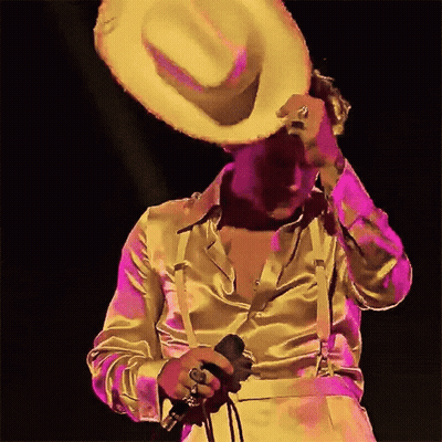 Man In Cowboy Hat Singing Into Microphone GIF