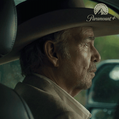 Man In Cowboy Hat Sitting In Paramount Car GIF
