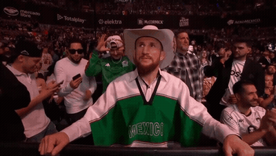 Man In Cowboy Hat Wearing Mexico Shirt GIF