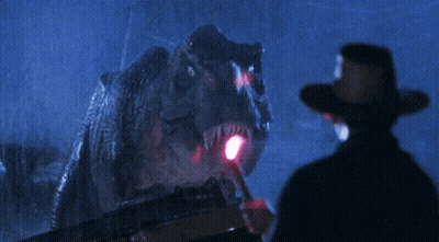 Man In Cowboy Hat With Dinosaur GIF
