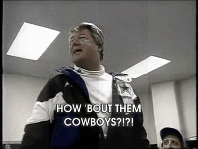 Man In Cowboys Jacket Saying How Bout Them Cowboys GIF