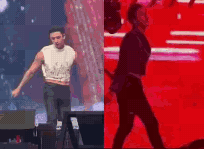 Man In Crop Top Next To Man In Black Jacket GIF