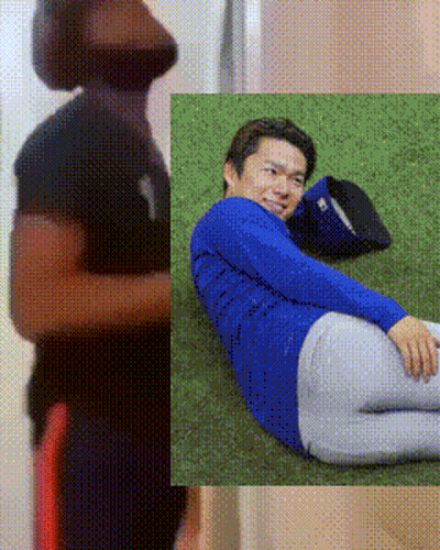 Man In Crown And Red Shirt Standing In Crowd GIF