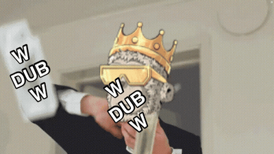 Man In Crown And Sunglasses Holding Dub Bottle GIF