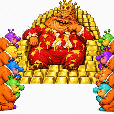 Man In Crown Sitting On Gold Bars GIF