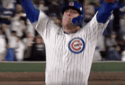 Man In Cubs Jersey Raising Arms GIF