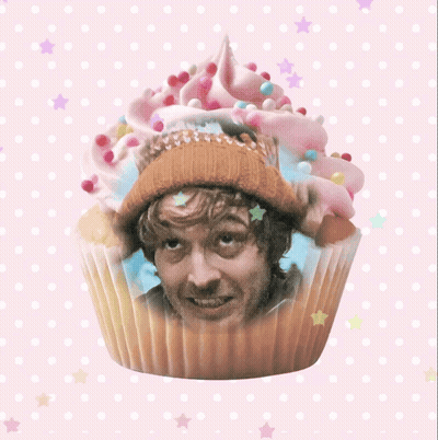 Man In Cupcake With Pink Frosting GIF