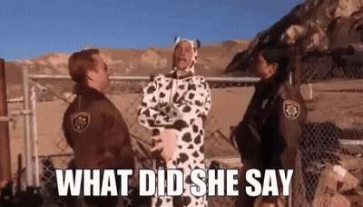 Man In Dalmatian Costume Next To Two Police Officers GIF