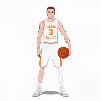 Man In Dalton Knecht Jersey Holding Basketball GIF